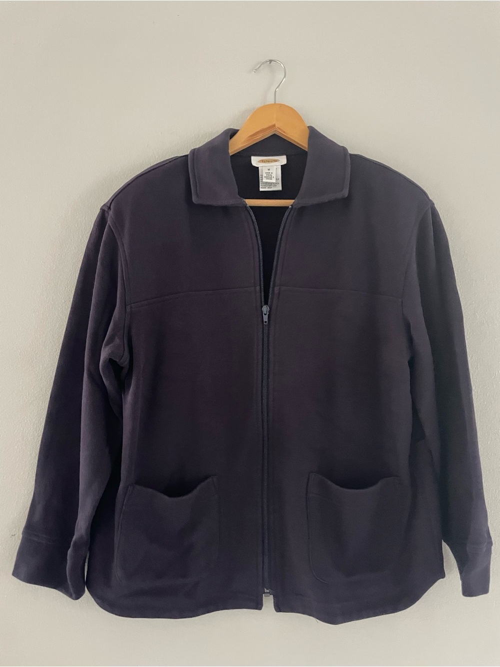 Talbots Vintage Dark Navy Full-Zip Jacket with Shoulder Pads